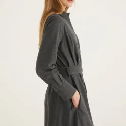 ROSSO35 Wool Flannel Dress in Dark Grey