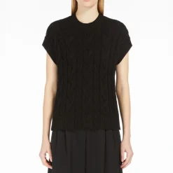 S MAXMARA Eric Cable Knit Cotton Top in Black
