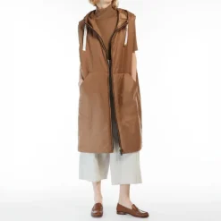S MaxMara Greengil Water Repellent Canvas Gilet in Caramel
