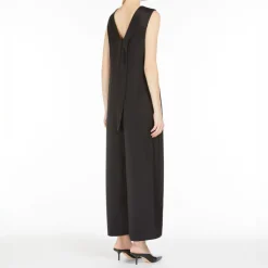 S MAXMARA Moriana Viscose Blend Satin Jumpsuit in Black