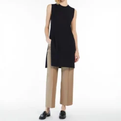 S MAXMARA Zemira Cotton Cover Trousers in Camel
