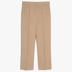 S MAXMARA Zemira Cotton Cover Trousers in Camel