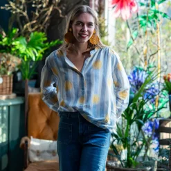 SACRECOEUR Elisa Shirt in Blue/Yellow