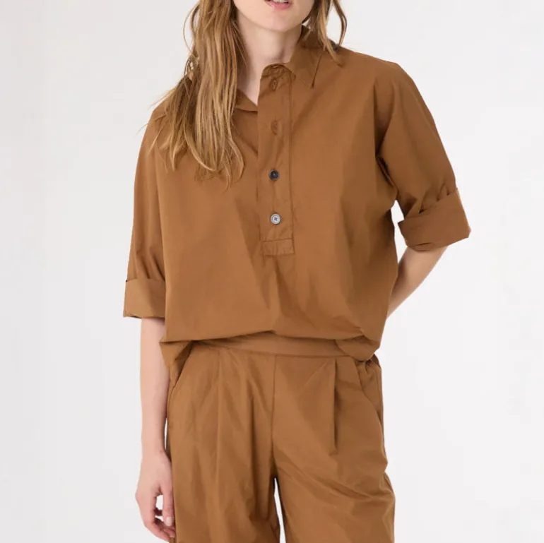 SACRECOEUR Jodie Boxy Shirt in Brown