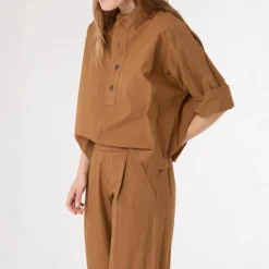 SACRECOEUR Jodie Boxy Shirt in Brown