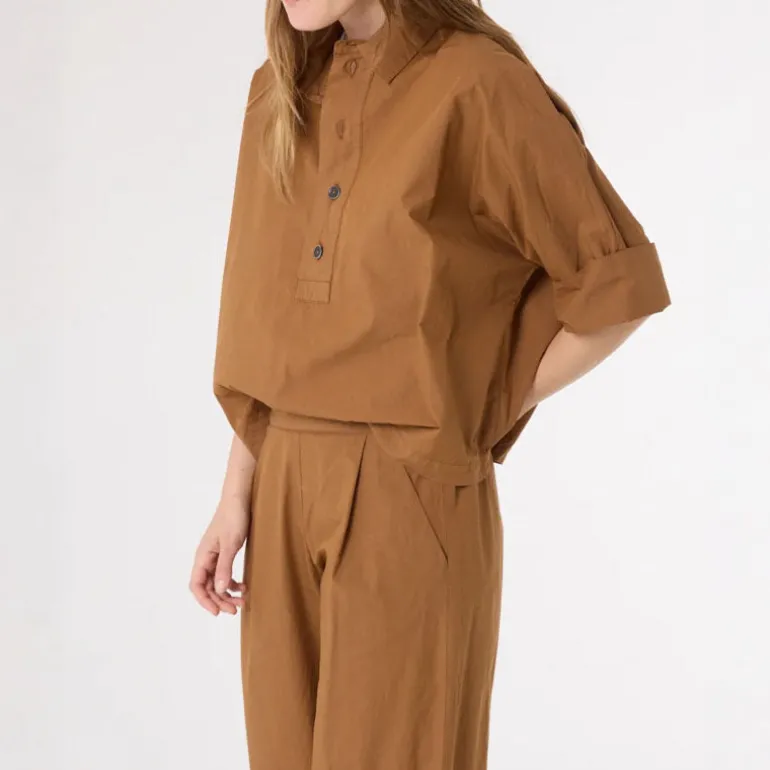 SACRECOEUR Jodie Boxy Shirt in Brown