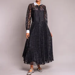 SARA ROKA Toscala85 Lace Maxi Dress in Black