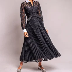 SARA ROKA Toscala85 Lace Maxi Dress in Black