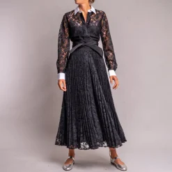 SARA ROKA Toscala85 Lace Maxi Dress in Black