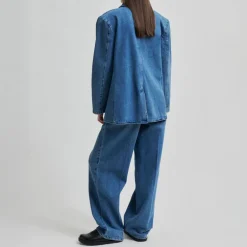 SECOND FEMALE Everly Denim Jeans in Blue Denim