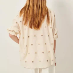 SESSUN Botenzo Wide Embroidery Shirt in Whibloom