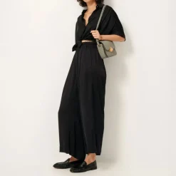 SESSUN Isla Night Wide Leg Elastic Pants in Black