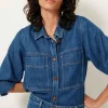 SESSUN Leone Surchemise Manches Ballon in Denim Blue