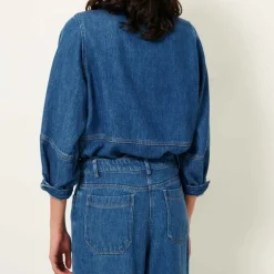 SESSUN Leone Surchemise Manches Ballon in Denim Blue