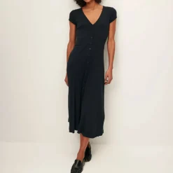 SESSUN Nea Buttoned Midi Dress in Moonless