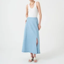 Seventy + Mochi Faye Slip Skirt in Oceanic Blue