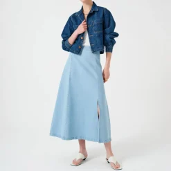 Seventy + Mochi Faye Slip Skirt in Oceanic Blue