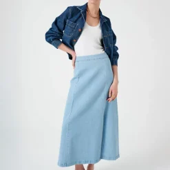 Seventy + Mochi Faye Slip Skirt in Oceanic Blue