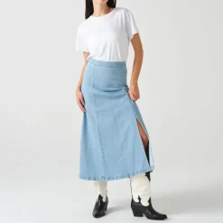 Seventy + Mochi Faye Slip Skirt in Oceanic Blue