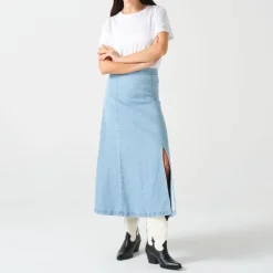 Seventy + Mochi Faye Slip Skirt in Oceanic Blue