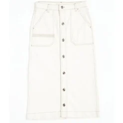 SEVENTY & MOCHI Elodie Midi Skirt in Ecru Denim