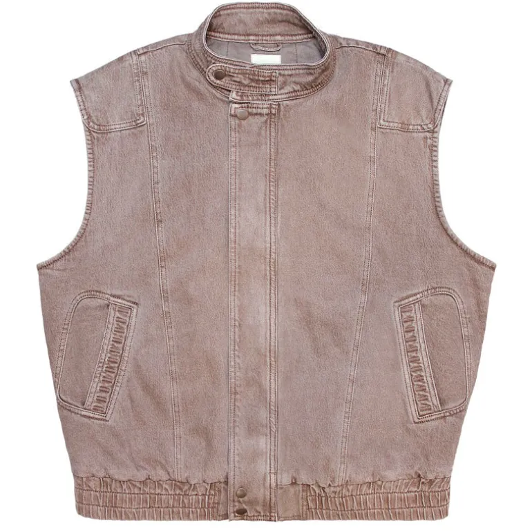 Seventy & Mochi Sleeveless Oversized Juno Jacket in Washed Mocha