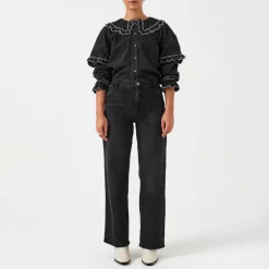 Seventy and Mochi Elodie Full Length Jean in Vintage Black