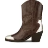 Shoe The Bear Nancy Western Croco Boots in Dark Brown