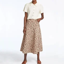 Sierra Cotton Skirt in Leopard Print | Collen & Clare