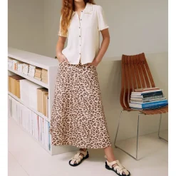 Sierra Cotton Skirt in Leopard Print | Collen & Clare