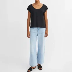 SKALL Andy Wide Neck Tee in Black