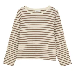 SKALL Loui Oversized Blouse in Light Brown/White Stripe