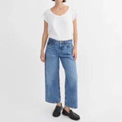 SKALL Taylor Cropped Jeans in Worn Mid Blue