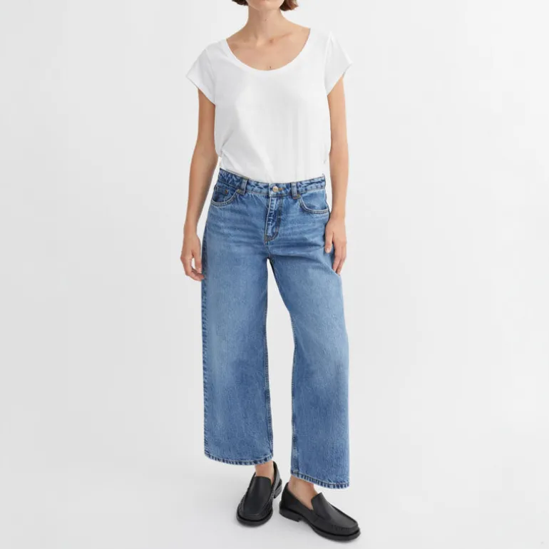 SKALL Taylor Cropped Jeans in Worn Mid Blue