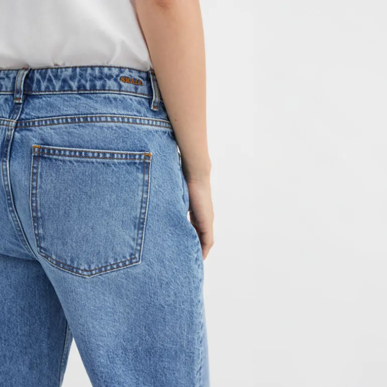 SKALL Taylor Cropped Jeans in Worn Mid Blue