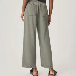 SPLENDID Angie Crop Wide Leg Trousers in Soft Vintage Olive Branch