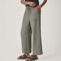 SPLENDID Angie Crop Wide Leg Trousers in Soft Vintage Olive Branch