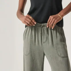 SPLENDID Angie Crop Wide Leg Trousers in Soft Vintage Olive Branch