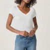 SPLENDID Faye 1x1 V-Neck Tee in White