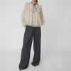 Stella Nova Flock Printed Flounce Blouse in Creme/Black