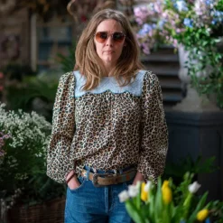 STELLA NOVA Leopard Blouse with Embroidery in Leopard