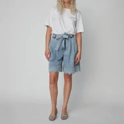 STELLA NOVA Moon Washed Denim Shorts in Denim Moon Wash