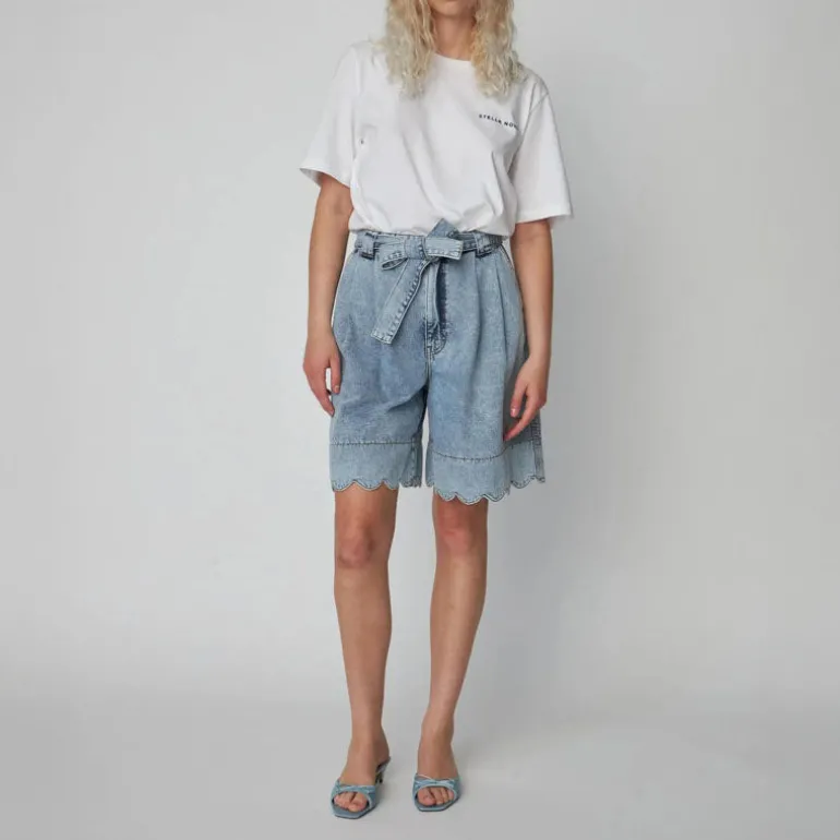STELLA NOVA Moon Washed Denim Shorts in Denim Moon Wash
