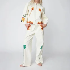 STELLA NOVA Patchwork Elements Cotton Jacket in Creme