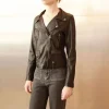 STUDIO KIN Grace Leather Biker Jacket in Black