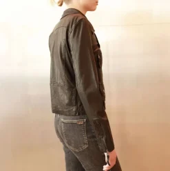 STUDIO KIN Grace Leather Biker Jacket in Black