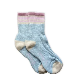 The Big Sand Cotton Slub Socks in Baby Blue/Pink | Collen & Clare