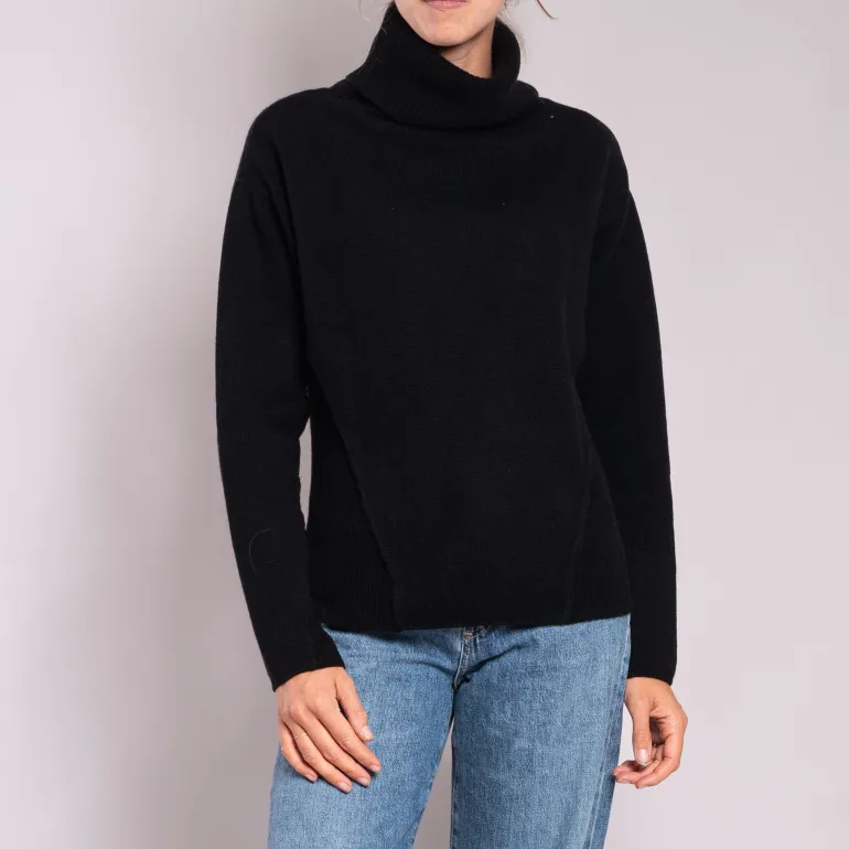 Thick Roll Neck Jumper in Black | Collen & Clare