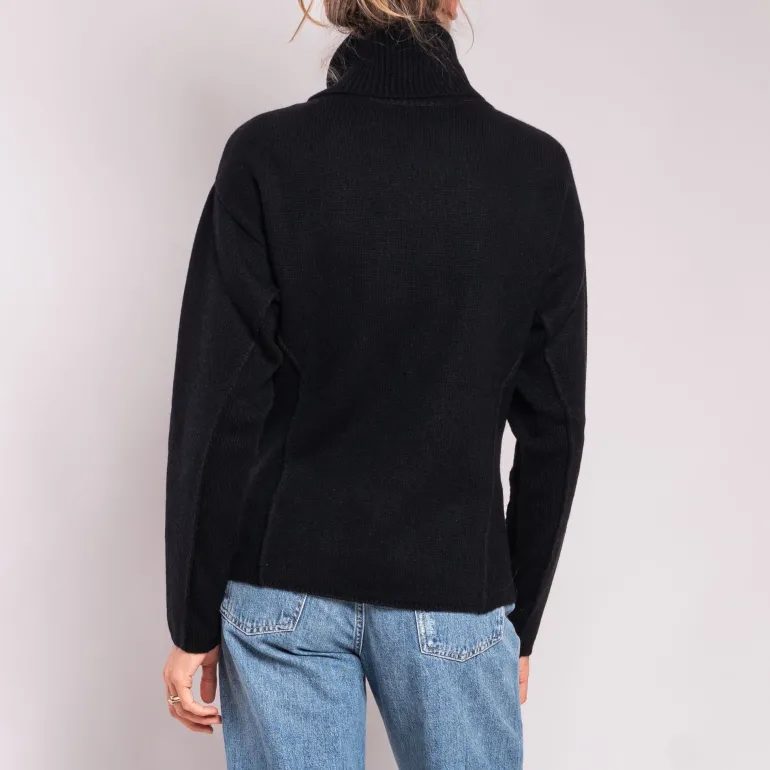 Thick Roll Neck Jumper in Black | Collen & Clare