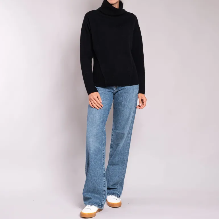Thick Roll Neck Jumper in Black | Collen & Clare